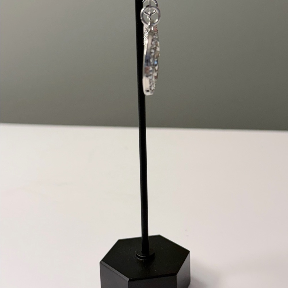 Silver Crystal Medallion Drop Earrings - Picture 3 of 3